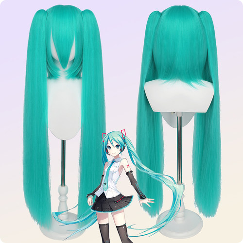 初音未来二次元cos假发万用虎口夹95cm长双马尾发套中分高温丝 - 图1