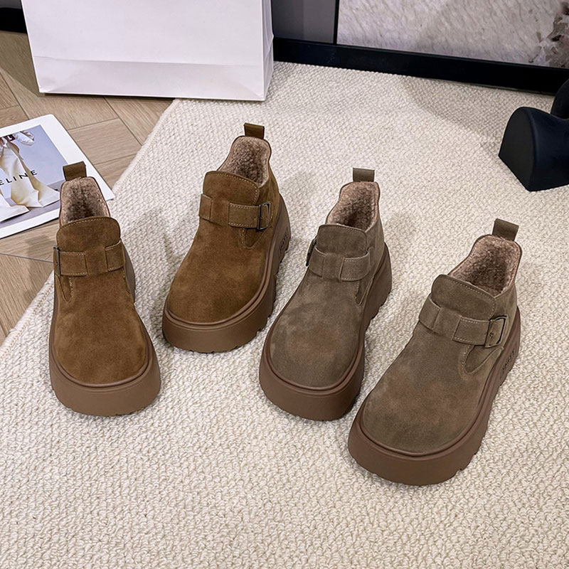 厚底增高勃肯鞋女加绒雪地靴短靴子2025新款冬季高帮女鞋乐福棉鞋,淘宝优惠券,粉丝福利购,淘宝优惠卷