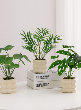 仿真植物装饰小盆栽办公室客厅桌面室内盆景摆件假花绿植奶油房间