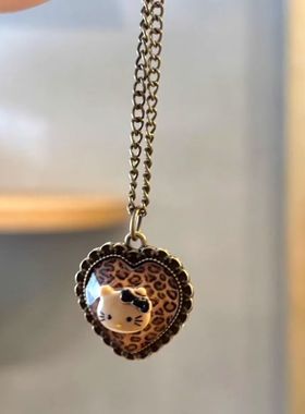 复古kitty豹纹戒指桃心豹纹个性气质戒指2026新款小众设计感戒指