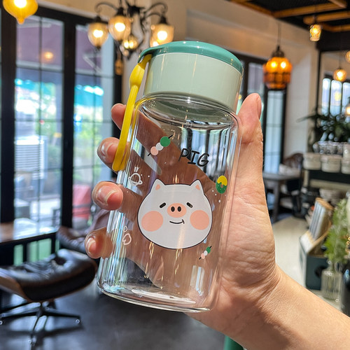 小巧便携玻璃水杯女士专用高颜值耐高温玻璃杯办公室泡茶杯子ins - 图3