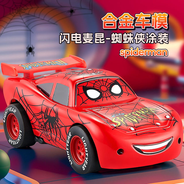 Large racing car Lightning 3 McQueen Spider Painted Alloy Toy Car Sound Light Return Children's Model