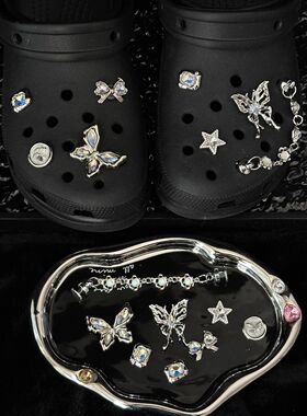月光蝴蝶适配crocs洞洞鞋鞋花鞋扣高级感金属合金镂空diy配饰配件