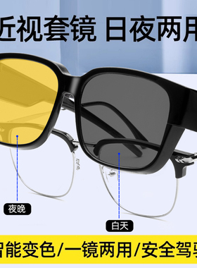 驾驶专用夜视镜偏光变色近视套镜