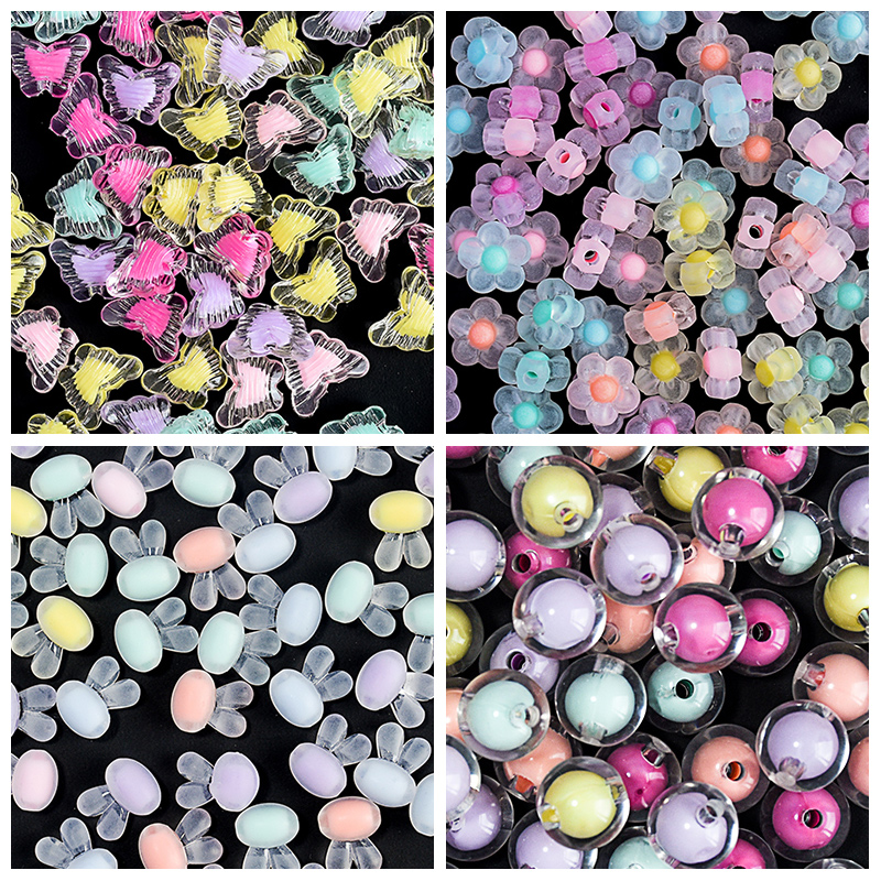 串珠手工diy材料珠子手链散珠儿童散装彩色水晶手串饰品配件彩珠 - 图0