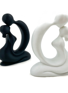 3D打印创意心心相印恋人亲吻甜蜜简爱家居装饰摆件结婚纪念礼物