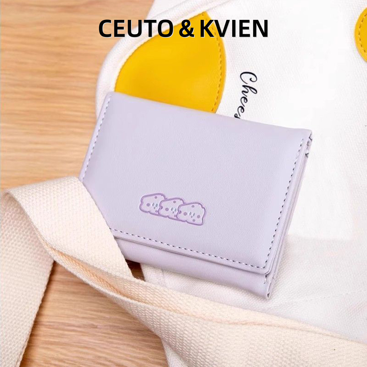CEUTOKVIEN可爱甜美奶酪短款钱包女韩系简约三折一体多卡位卡包,淘宝优惠券,粉丝福利购,淘宝优惠卷
