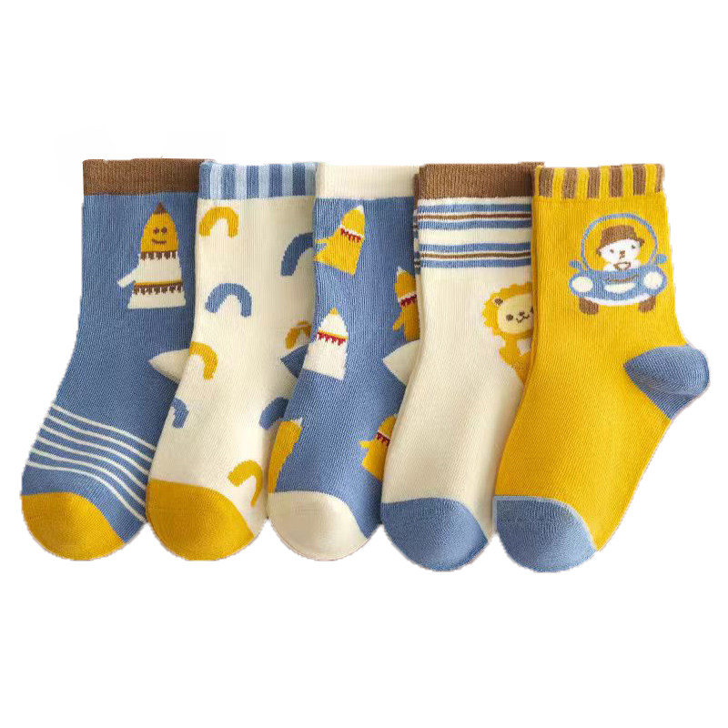 儿童袜子秋冬季纯棉男童中筒袜夏天女童小孩宝宝中大童卡通