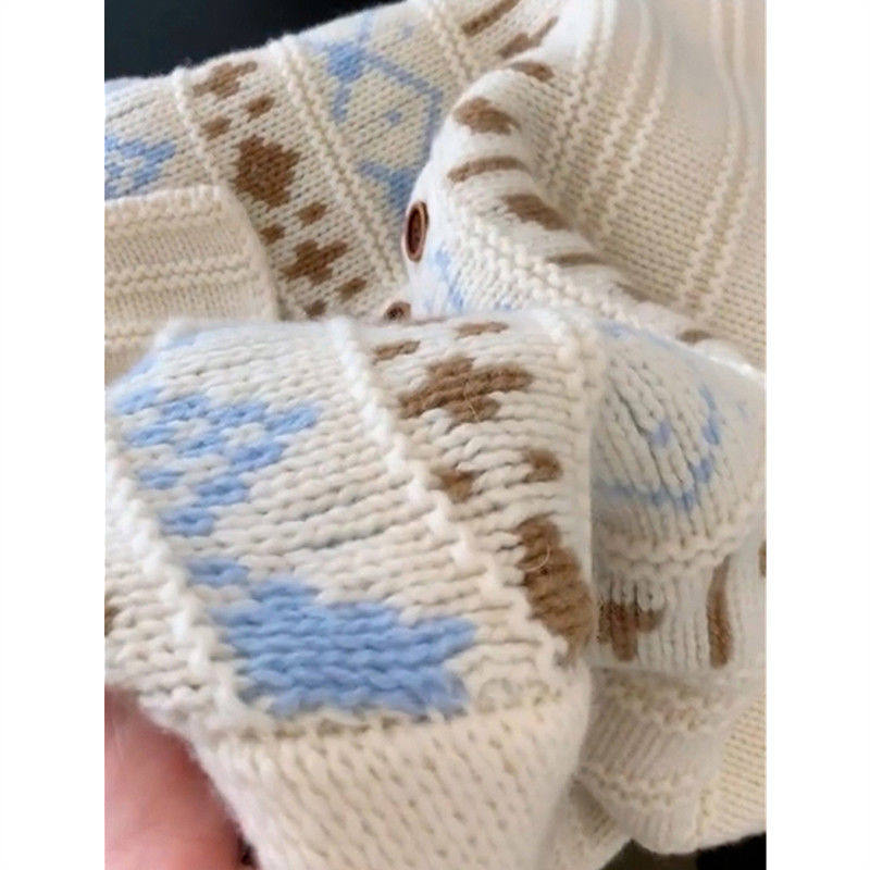 软糯提花费尔岛毛衣女春秋季2025新款大码内搭翻领针织衫上衣,淘宝优惠券,粉丝福利购,淘宝优惠卷