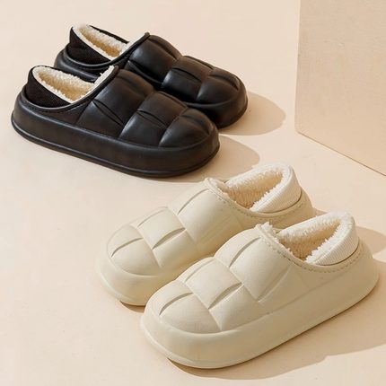 冬季居家棉拖保暖情侣毛绒拖加绒棉拖鞋女防滑鞋子外穿防水耐磨