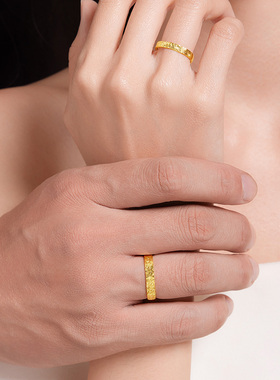 六桂福珠宝情侣对戒9999足银