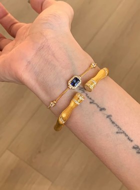 爆款蓝色方糖手链女贵气古典高级轻奢风显白手饰