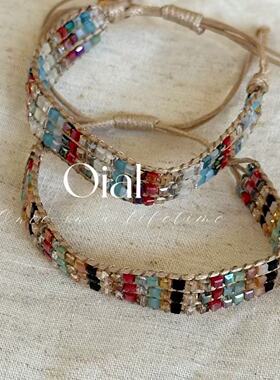Vintage古着 Bohemian colored crystal weaving手绳精致2026新款
