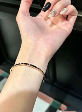 D家经典款手镯男女款18K玫瑰金镶钻情侣款轻奢百搭开口手环不掉色