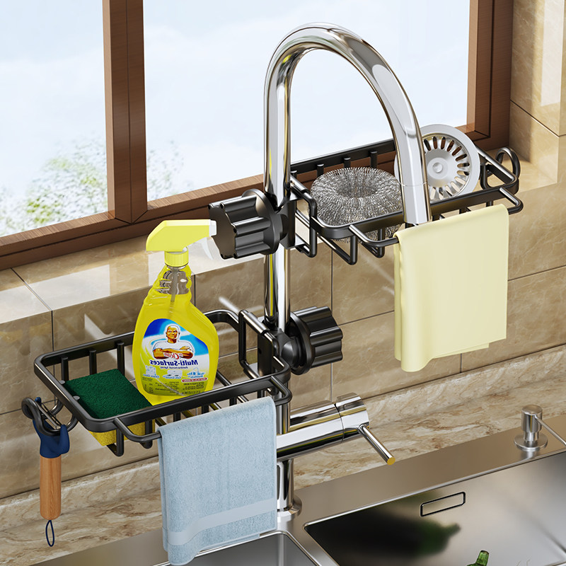 厨房水龙头置物架洗碗洗菜池水槽架沥水篮抹布收纳架钢丝球洗洁精,淘宝优惠券,粉丝福利购,淘宝优惠卷