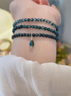 轻奢冰蓝灰水晶串珠多圈蓝光手链网红ins高级感小众百搭气质手串