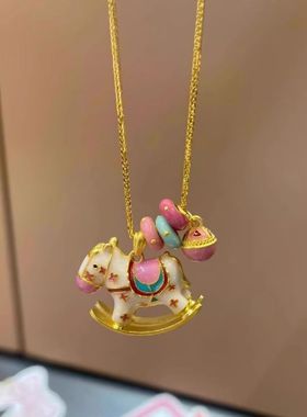 「小木马」多巴胺彩色童趣木马项链ins设计感锁骨链本命年礼物