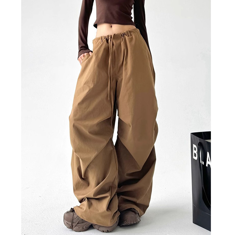 美式大码工装裤女春秋高腰宽松直筒垂感慵懒春秋休闲阔腿运动卫裤,淘宝优惠券,粉丝福利购,淘宝优惠卷