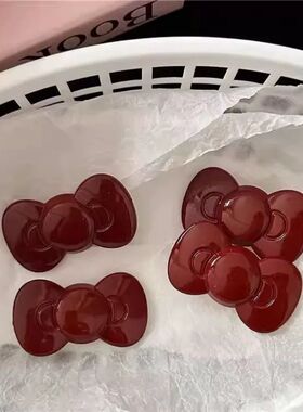 日系甜美少女风红色大号蝴蝶结发夹高颜值百搭女孩侧边夹饰品夹子