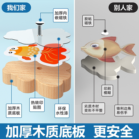 玩具儿童1到3岁早教益智类磁吸磁铁钓鱼竿开发大脑专注力互动鱼类
