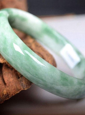 精品玉手镯贵州翠玉镯少女正品真玉石镯子送妈妈气质礼物翠色飘花