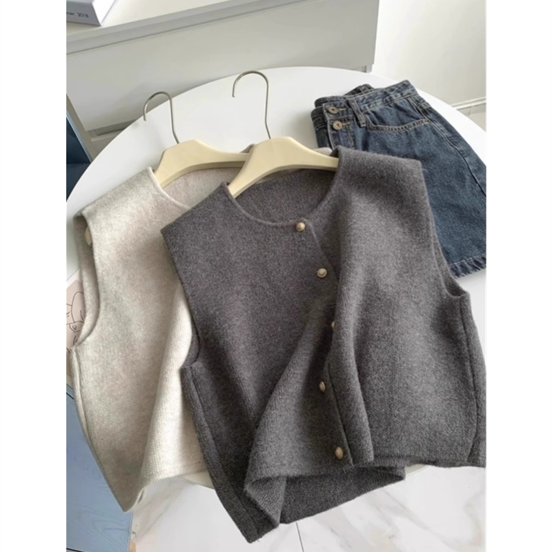 复古圆领针织马甲开衫女秋冬叠穿大码内搭毛衣背心坎肩无袖上衣,淘宝优惠券,粉丝福利购,淘宝优惠卷