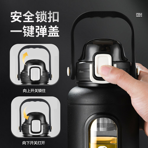 大容量玻璃水杯防爆耐高温茶水分离男运动防摔泡茶杯子高硼硅单层 - 图0