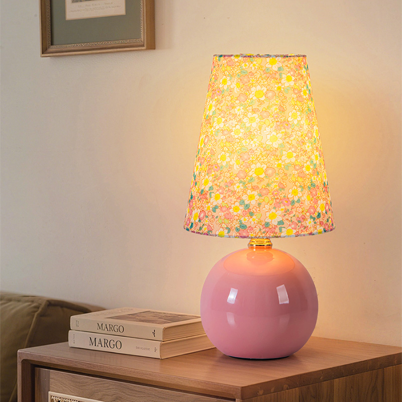 碎花台灯陶瓷小台灯网红遥控床头灯卧室创意温馨法式护眼家居语音 - 图1