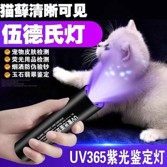 猫藓伍德氏灯365nm照尿紫光灯手电筒紫外线uv固化美甲笔专用鉴定