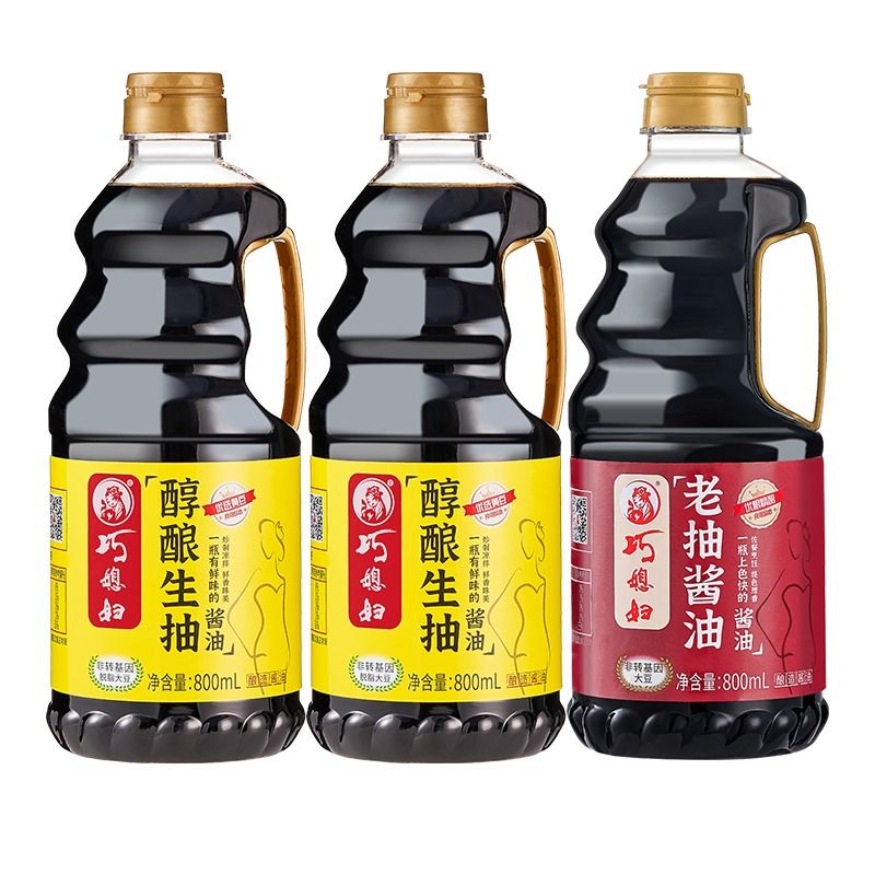 ml巧媳妇酿造生抽香醋料酒家用调味品凉拌卤炖800ml*3酱油老抽