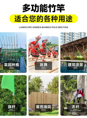 防腐装修竹竿天然竹旗杆竹庭院美陈布置黄色竹子竹筒菜架耐用制作