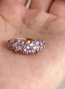 薰衣草~温柔心机紫色满钻戒指2025新款轻奢气质千金高级感开口戒