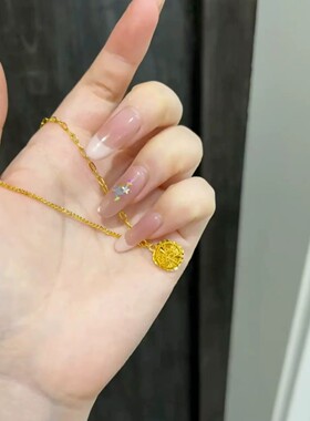 小方糖吊坠项链黄金色指环百搭