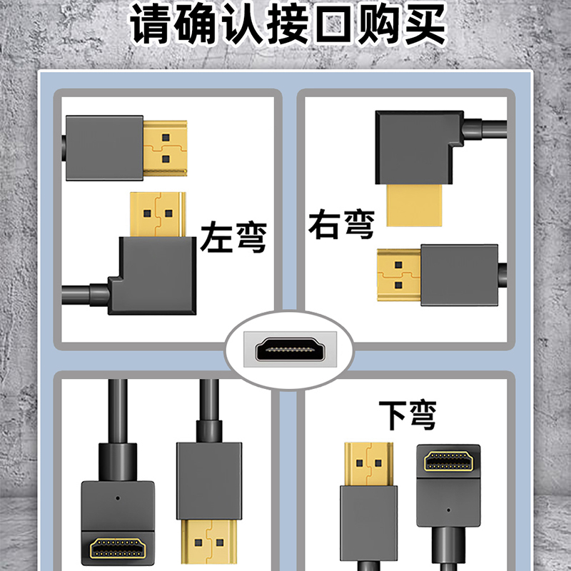 4k60hz高清线hdmi2.0弯头90度电视投影仪连接线电脑机顶盒超细 - 图0