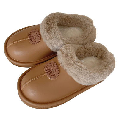 七色纺厚底棉拖鞋女士冬季情侣室内家居家用保暖新款毛绒拖鞋冬天