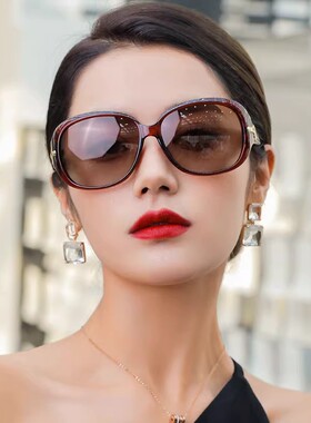 女士偏光太阳镜墨镜女2026大框防紫外线开车明星同款圆脸高清遮阳