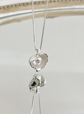 925纯银破壳爱心珍珠项链女韩版网红颈戴质感百搭ins风锁骨链轻奢