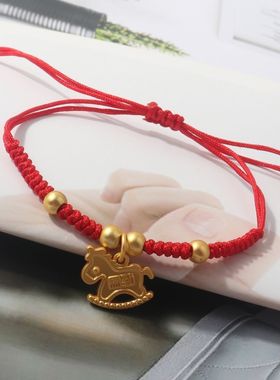 爆款2026马年本命年红绳编织手链马上有钱新年手绳礼物生肖佩戴