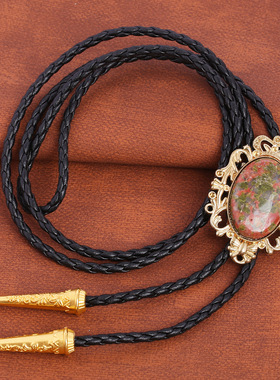 跨境新品 皇冠绿松石宝石领结bolo tie领绳 美国西部牛仔波洛领带