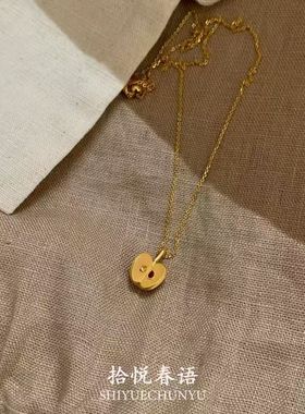 「平安之夜」中古意大利金色苹果项链高颜值设计感圣诞锁骨毛衣链