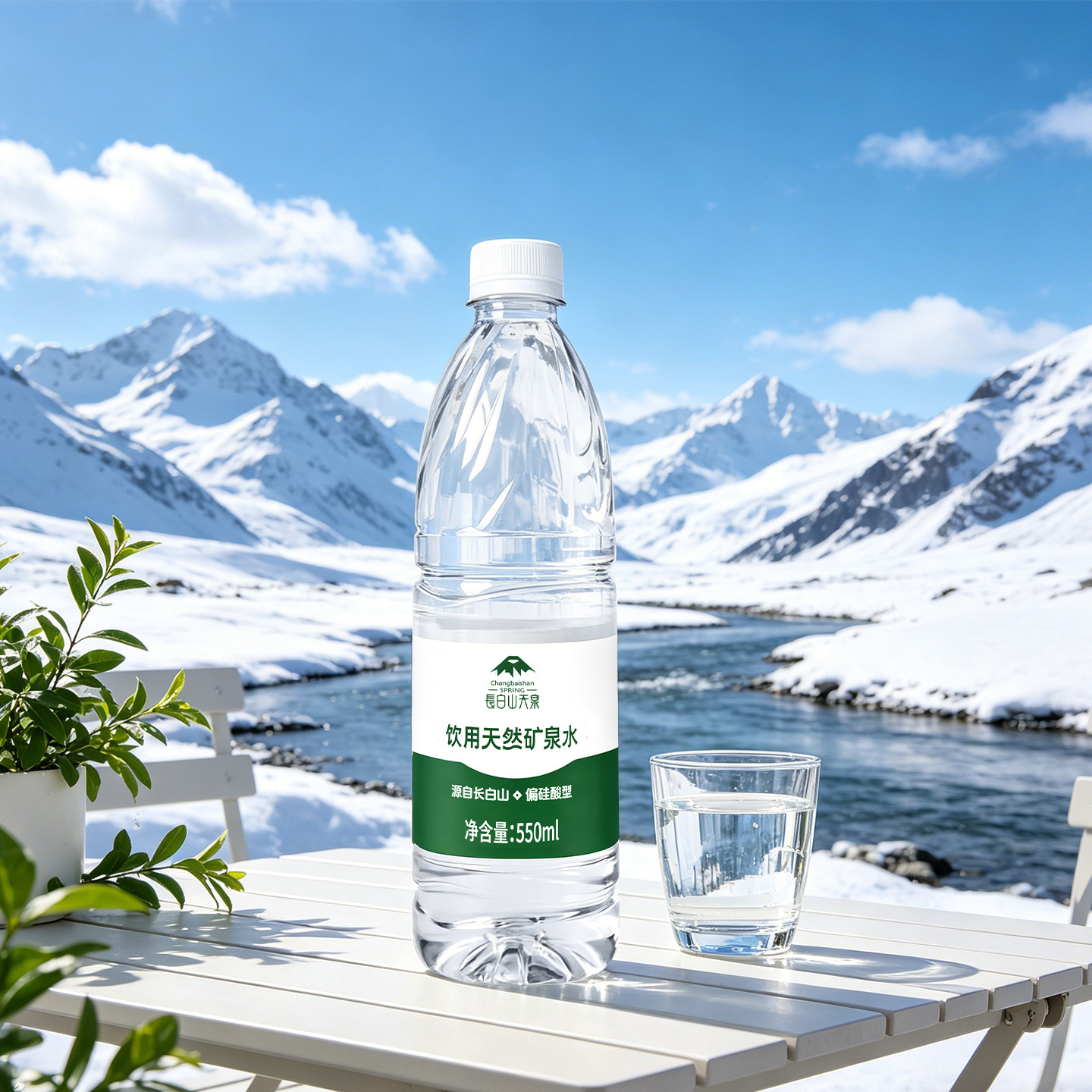 长白山天泉偏硅酸天然矿泉水550ml*12瓶*2件整箱家庭饮用水包邮