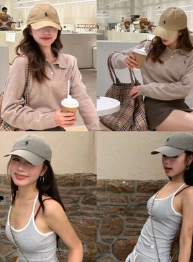 帽子男女百搭新款深灰棒球帽显脸小马标鸭舌帽深蓝软顶防晒遮阳帽