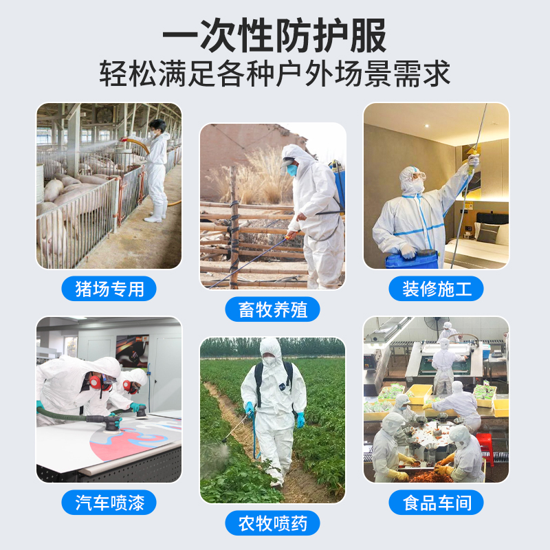 一次性防护防尘工作服养殖场喷漆装修食品防水隔离衣成人连体通用 - 图2