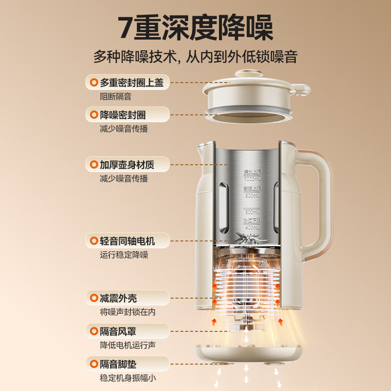 奥克斯豆浆机家用小型全自动多功能料理无渣免过滤破壁机2025新款,淘宝优惠券,粉丝福利购,淘宝优惠卷