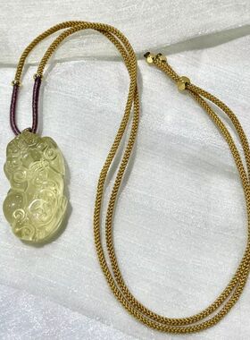 天然黄水晶貔貅吊坠新中式项链