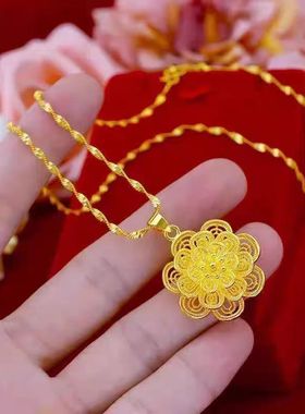 香港仿999仿金色项链不掉色女铜镀金饰品水波链宫廷爱心璀璨心