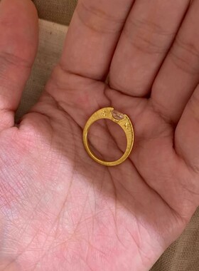 韩系雕刻星芒小行星戒指高级感轻奢气质精美拉丝指环开口可调节