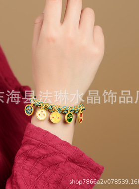 2023兔年手链女手工编织红绳藏式五路财神兔年本命年手工编织手绳