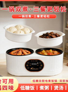 德国双胆双控电饭煲家用鸳鸯火锅多功能蒸煮预约电煮饭锅一体锅
