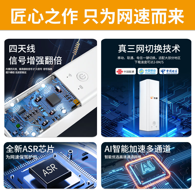 王者2024新款无线网络随身wifi无限流量热点wifi6便携式移动车载45g全国通用增强插电智能出行专享网速三网通 - 图0